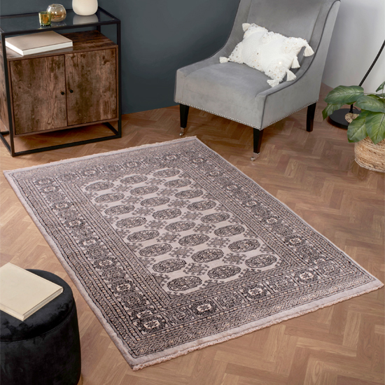 Product photograph of Bokhara 200x300cm Hand-knotted Wool Rug In Grey from Furniture in Fashion