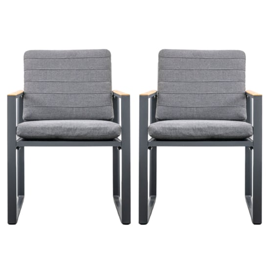 Read more about Bonanza charcoal fabric dining chairs with metal frame in pair