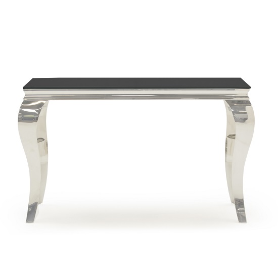 Bolero Glass Console Table Rectangular In Black With Metal Legs