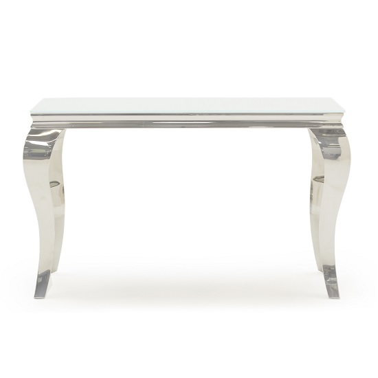 Bolero Glass Console Table Rectangular In White With Metal Legs