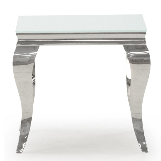Bolero Glass End Table Square In White With Metal Legs