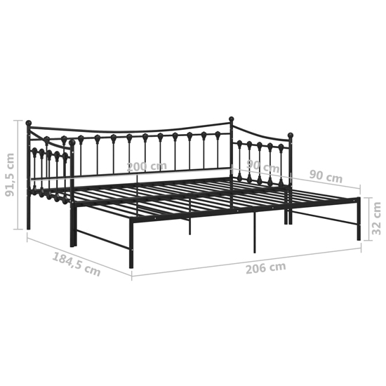 Bolesia Pull-Out Metal Frame Single Sofa Bed In Black