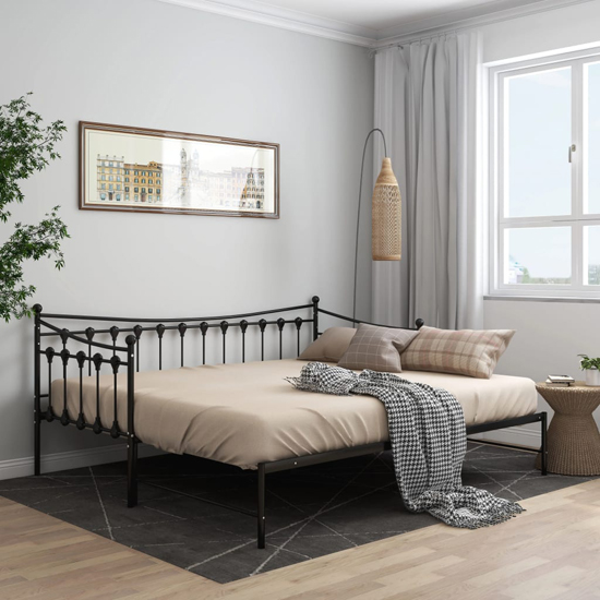 bolesia pull-out metal frame single sofa bed in black