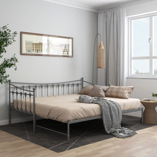 bolesia pull-out metal frame single sofa bed in grey