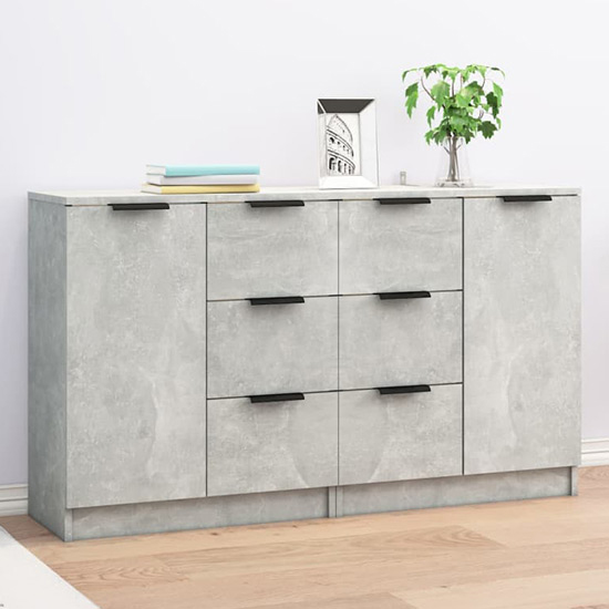 Bolivar Sideboard With 2 Doors 6 Drawers In Concrete Effect