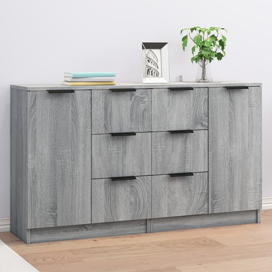 Bolivar Sideboard With 2 Doors 6 Drawers In Grey Sonoma Oak