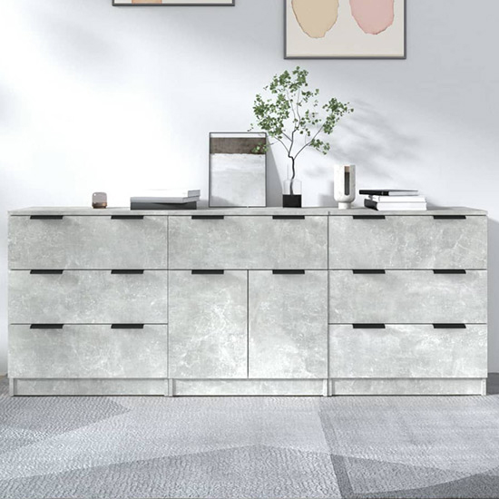 Bolivar Sideboard With 2 Doors 7 Drawers In Concrete Effect