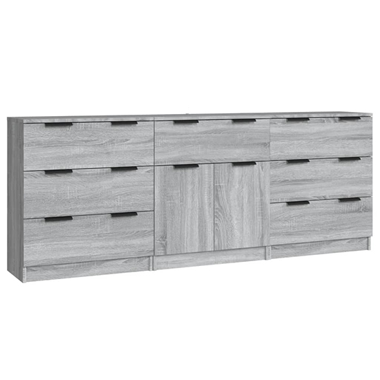 Bolivar Sideboard With 2 Doors 7 Drawers In Grey Sonoma Oak