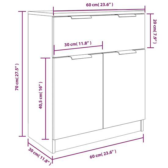 Bolivar Sideboard With 2 Doors 7 Drawers In Grey Sonoma Oak