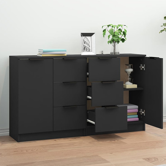 Bolivar Wooden Sideboard With 2 Doors 6 Drawers In Black_2