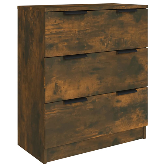 Bolivar Wooden Sideboard With 2 Doors 7 Drawers In Smoked Oak