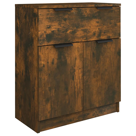 Bolivar Wooden Sideboard With 2 Doors 7 Drawers In Smoked Oak