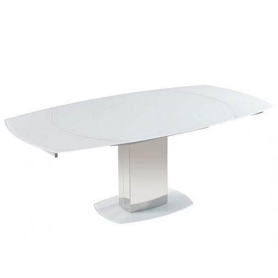 Photo of Oakmere rotating extending glass dining table in super white