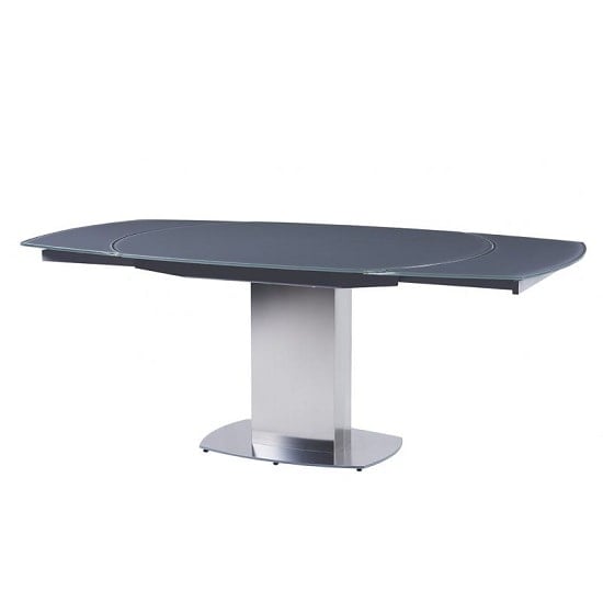 Read more about Oakmere rotating extending glass dining table in grey