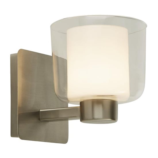 Read more about Bolivia glass shade wall light in satin nickel