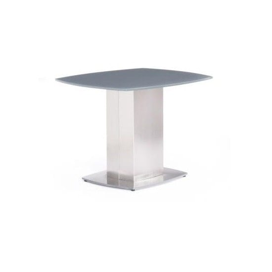 Oakmere Glass Side Table In Grey With Brushed Steel Base