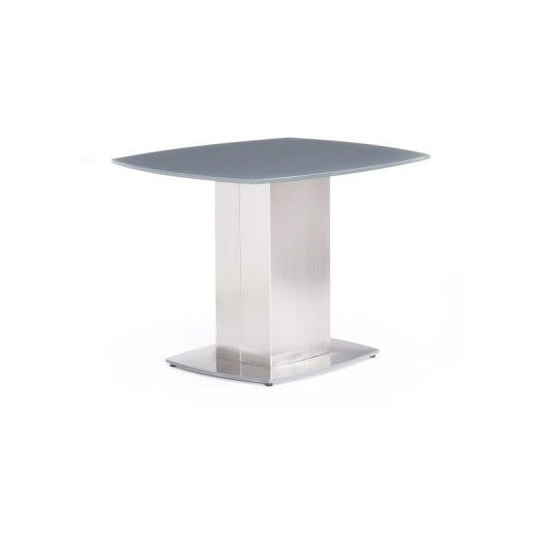 Read more about Oakmere glass side table in grey with brushed steel base