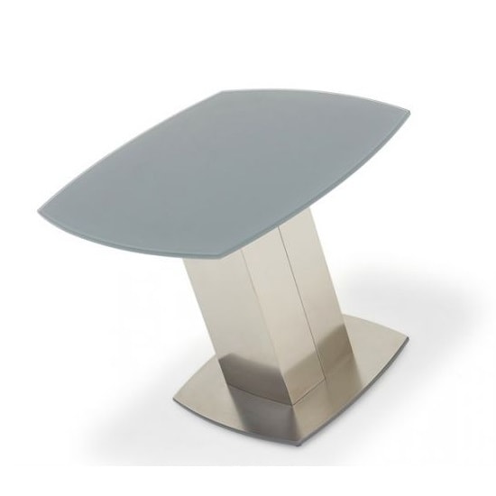 Oakmere Glass Side Table In Grey With Brushed Steel Base_2