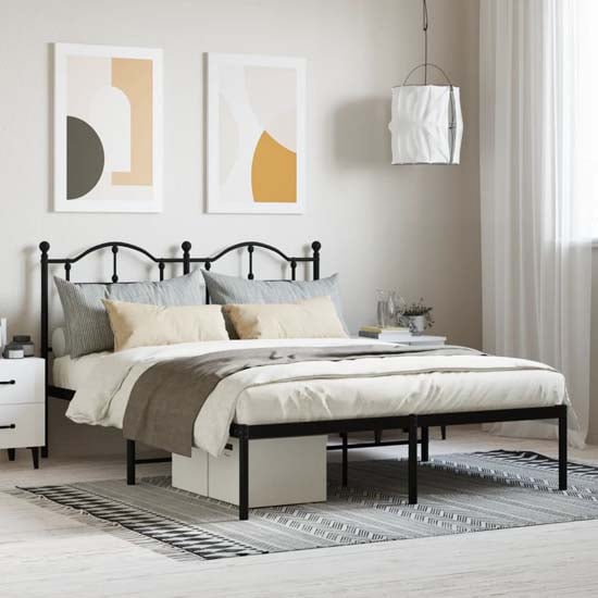 Read more about Bolivia metal double bed with headboard in black