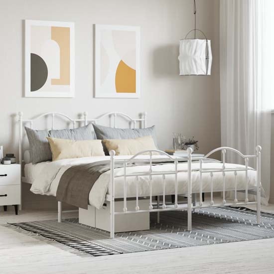 Product photograph of Bolivia Metal Double Bed In White from Furniture in Fashion