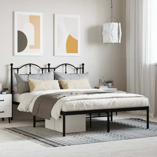 Product photograph of Bolivia Metal King Size Bed With Headboard In Black from Furniture in Fashion