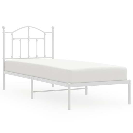 Bolivia Metal Single Bed With Headboard In White