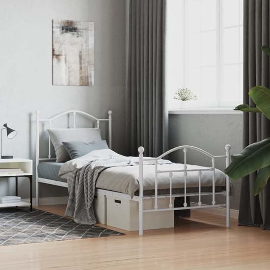 Product photograph of Bolivia Metal Single Bed In White from Furniture in Fashion