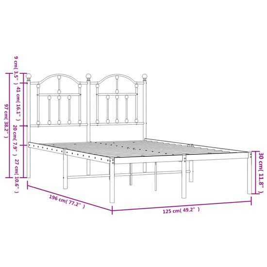 Bolivia Metal Small Double Bed With Headboard In Black
