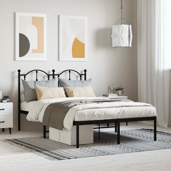Read more about Bolivia metal small double bed with headboard in black