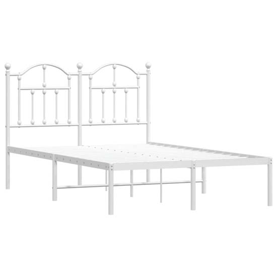 Bolivia Metal Small Double Bed With Headboard In White