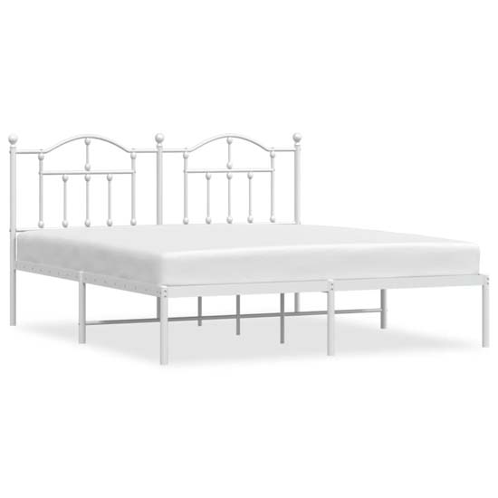 Bolivia Metal Super King Size Bed With Headboard In White