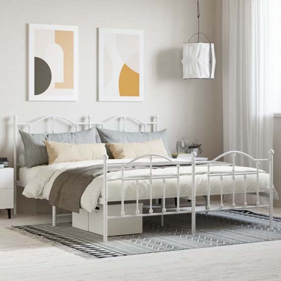 Product photograph of Bolivia Metal Super King Size Bed In White from Furniture in Fashion