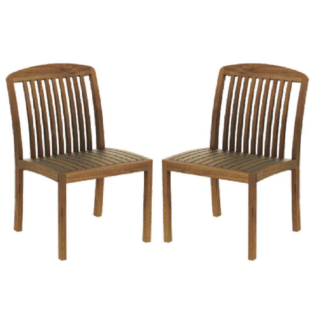 Product photograph of Bolivia Rich Brown Wooden Garden Side Chairs In Pair from Furniture in Fashion