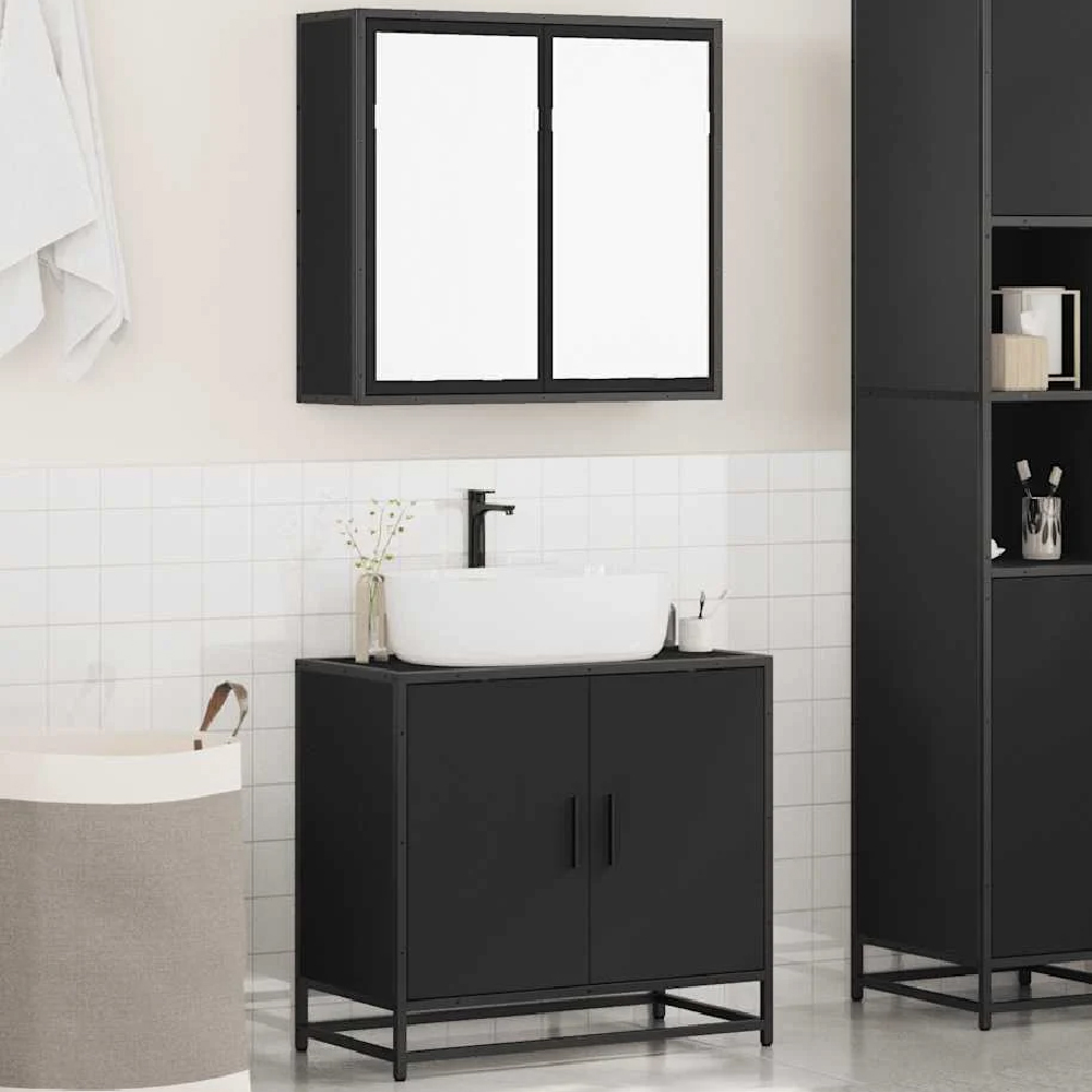Read more about Bolivia wooden 2 piece bathroom furniture set in black
