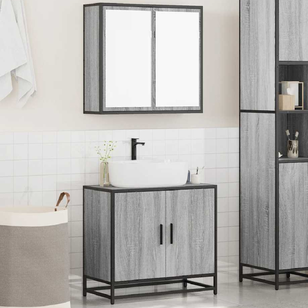 Read more about Bolivia wooden 2 piece bathroom furniture set in grey sonoma
