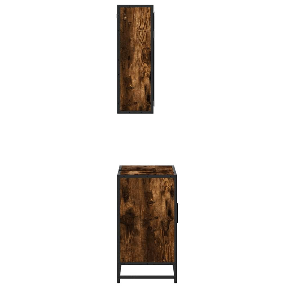 Bolivia Wooden 2 Piece Bathroom Furniture Set In Smoked Oak