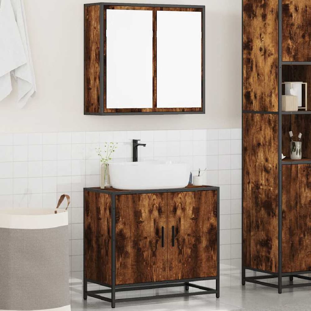 Read more about Bolivia wooden 2 piece bathroom furniture set in smoked oak