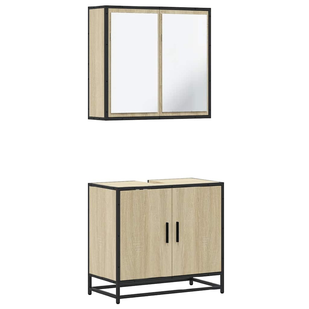 Bolivia Wooden 2 Piece Bathroom Furniture Set In Sonoma Oak