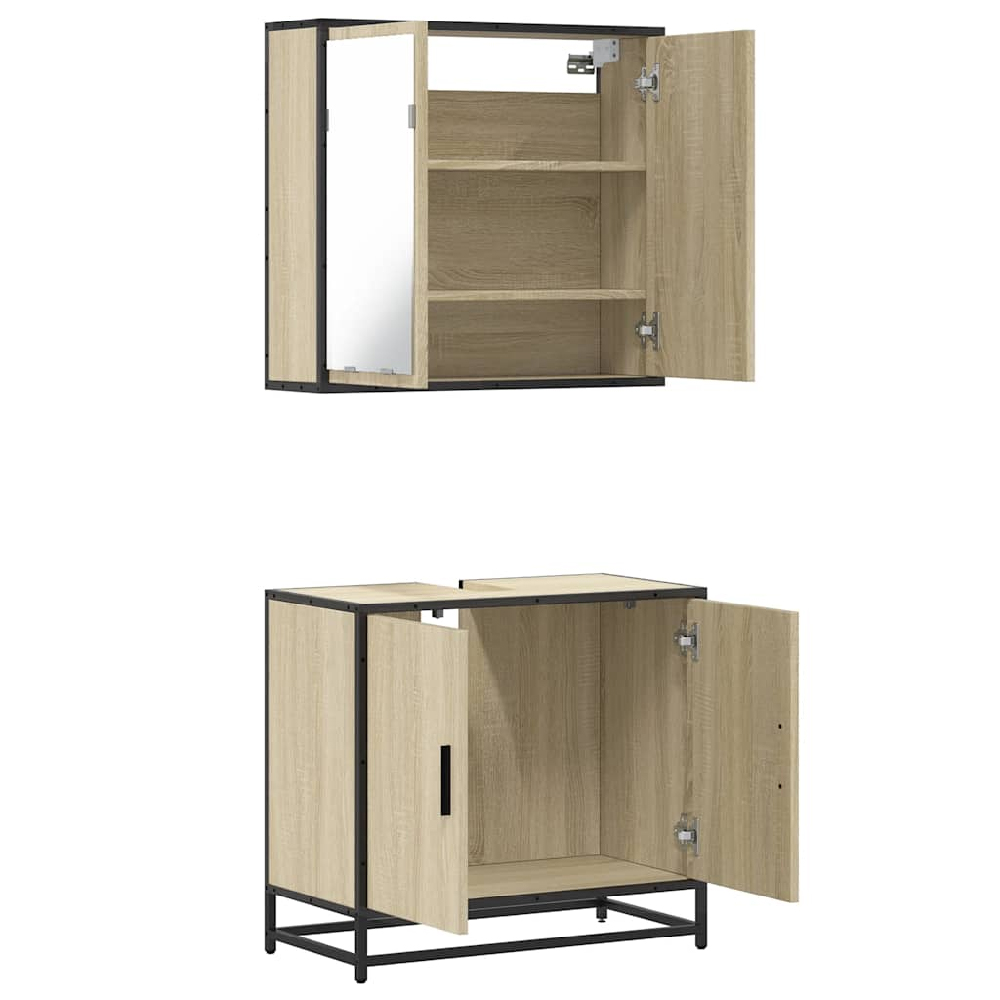 Bolivia Wooden 2 Piece Bathroom Furniture Set In Sonoma Oak