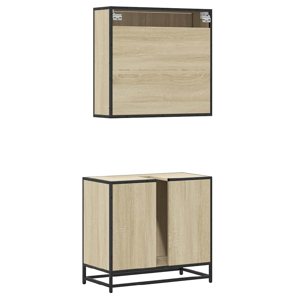 Bolivia Wooden 2 Piece Bathroom Furniture Set In Sonoma Oak