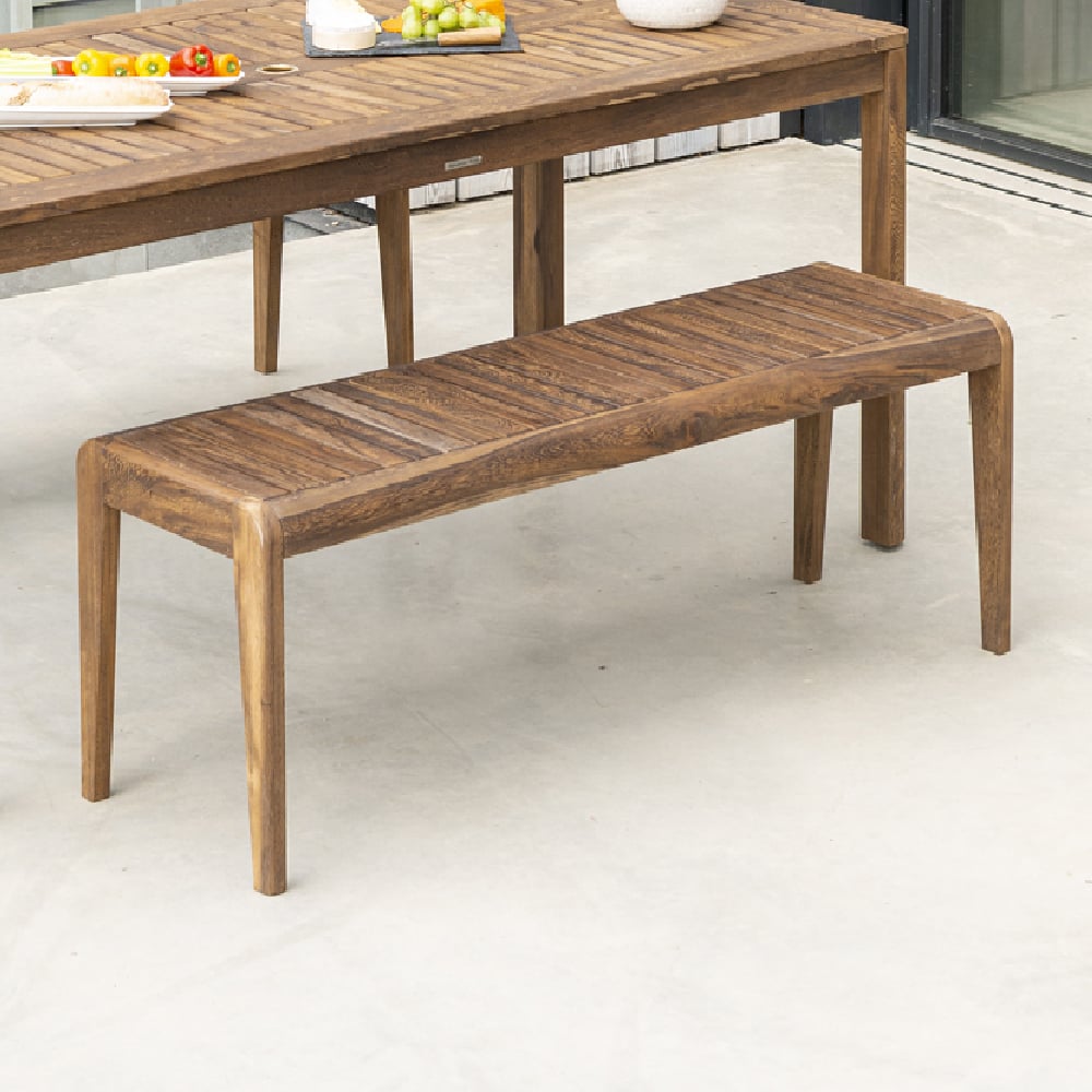 Product photograph of Bolivia Wooden Garden Backless Seating Bench In Rich Brown from Furniture in Fashion