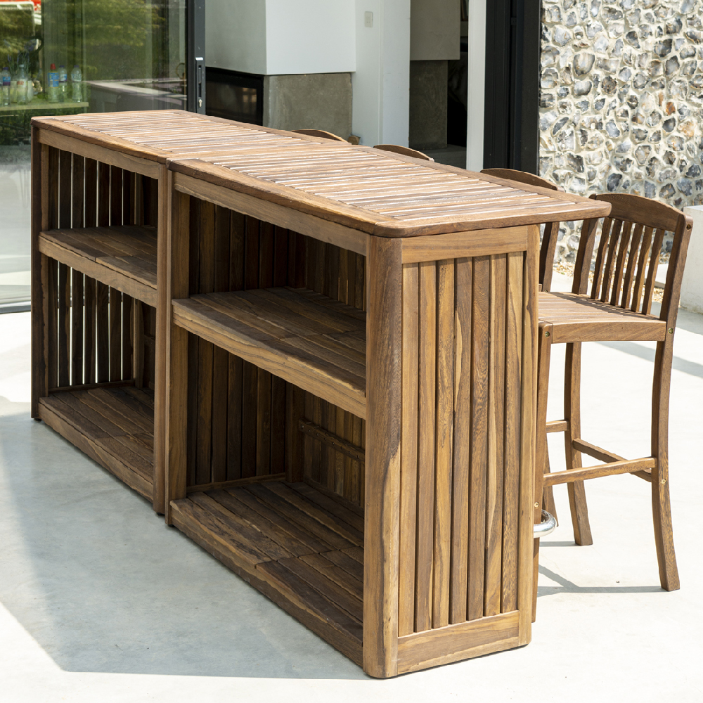 Bolivia Wooden Garden Bar Cabinet In Brown
