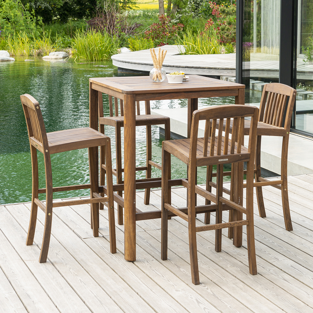 Bolivia Wooden Garden Bar Table In Rich Brown
