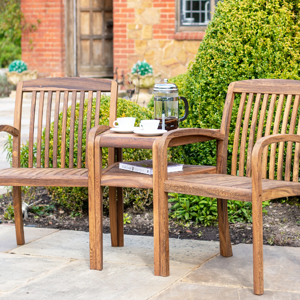 Bolivia Wooden Garden Companion Table In Rich Brown