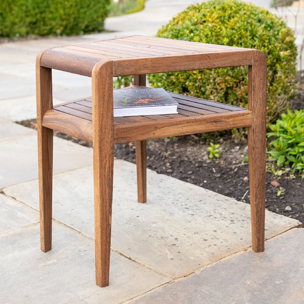 Product photograph of Bolivia Wooden Garden Companion Table In Rich Brown from Furniture in Fashion