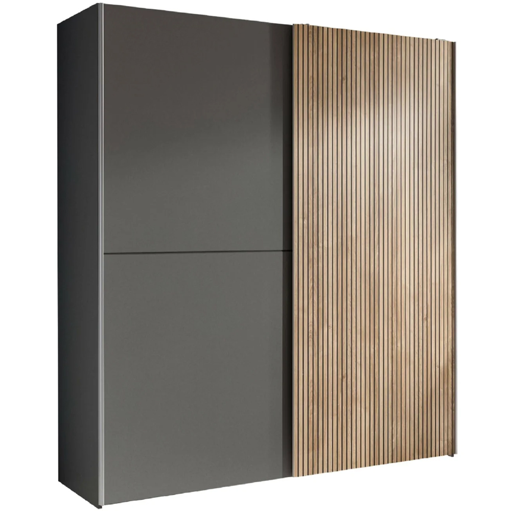 Bolivia Wooden Wardrobe With 2 Sliding Doors - Grey And Light Brown