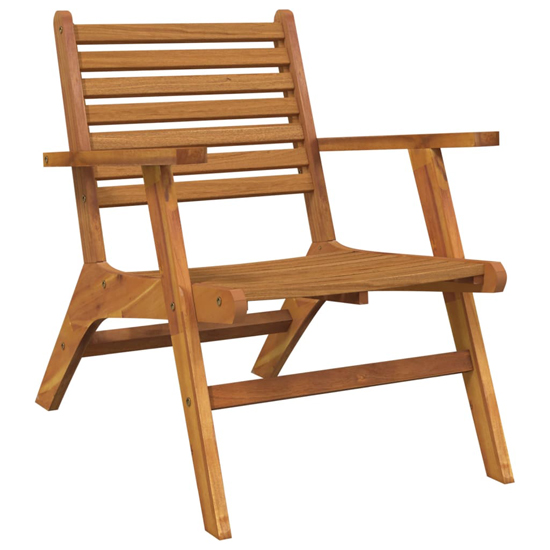 Bologna Natural Solid Acacia Wood Garden Chairs In Pair
