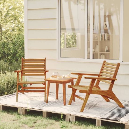 Read more about Bologna solid acacia wood 3 piece bistro set in natural