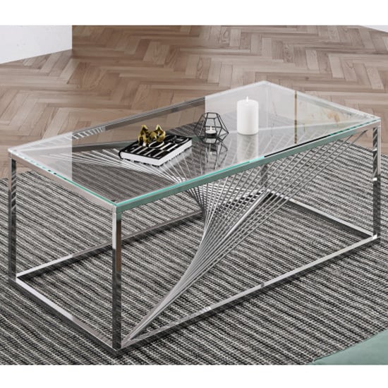 Read more about Bolzano clear glass coffee table with silver stainless steel leg