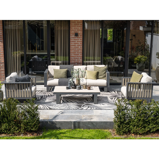 Read more about Bolzano lounge suite set with coffee table in black and taupe